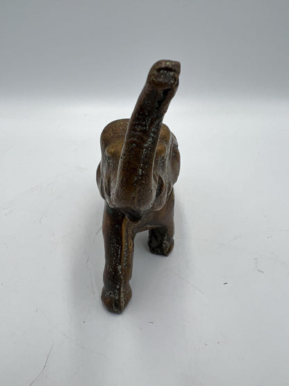 Elephant Figurine: Vintage Bronze Trunk Up - Good Luck Symbol