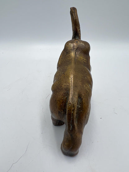 Elephant Figurine: Vintage Bronze Trunk Up - Good Luck Symbol
