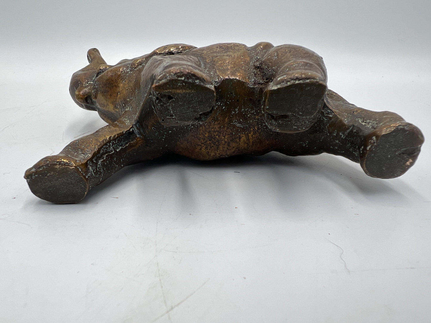 Elephant Figurine: Vintage Bronze Trunk Up - Good Luck Symbol