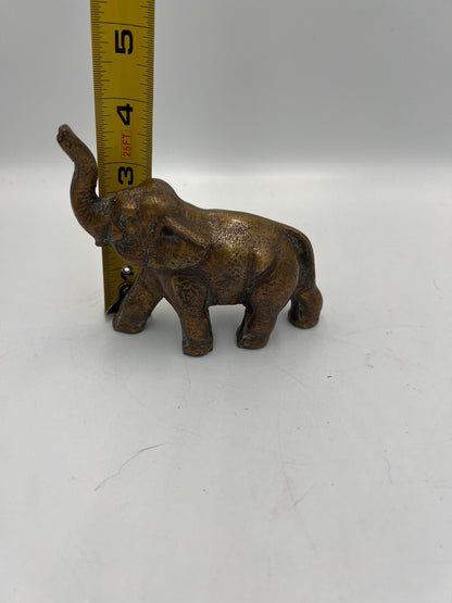 Elephant Figurine: Vintage Bronze Trunk Up - Good Luck Symbol