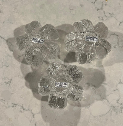 Swedish Kosta Boda Rosebud Candle Holders Lot of 4 - Hand Blown Glass