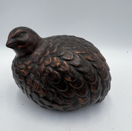 Quail Figurine: Vintage Rustic Americana Resin (4-inch Mid-Century Decor)