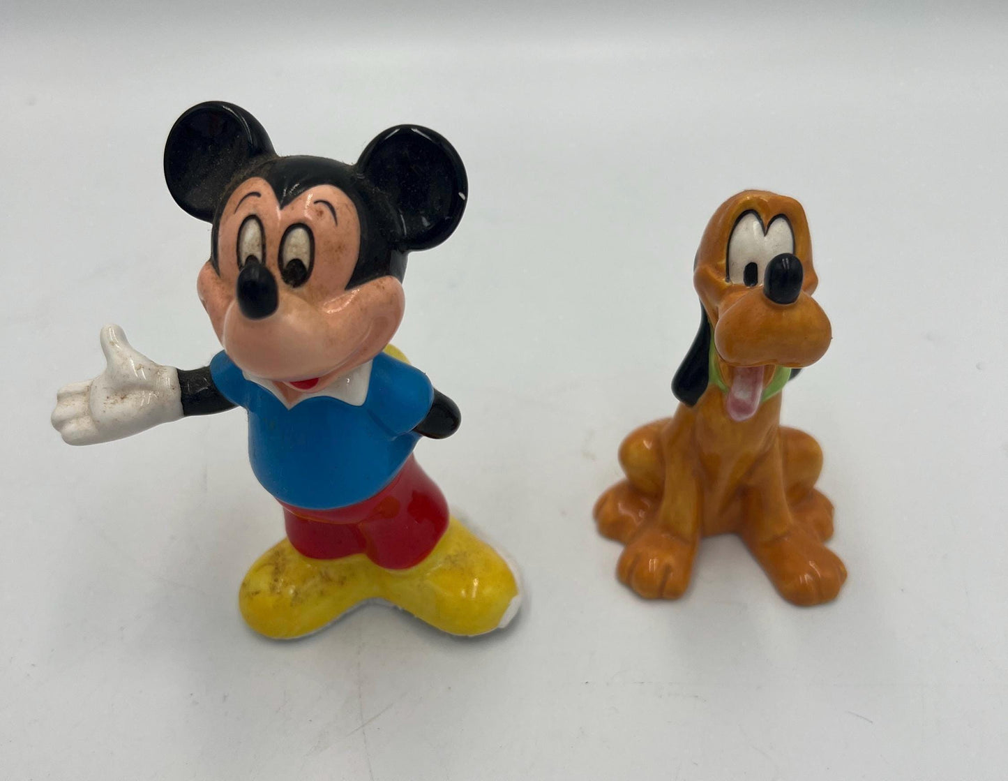 Disney Salt and Pepper Shakers: Vintage Mickey and Pluto PLUS extra Mickey Cowboy  (Ceramic Collectibles)