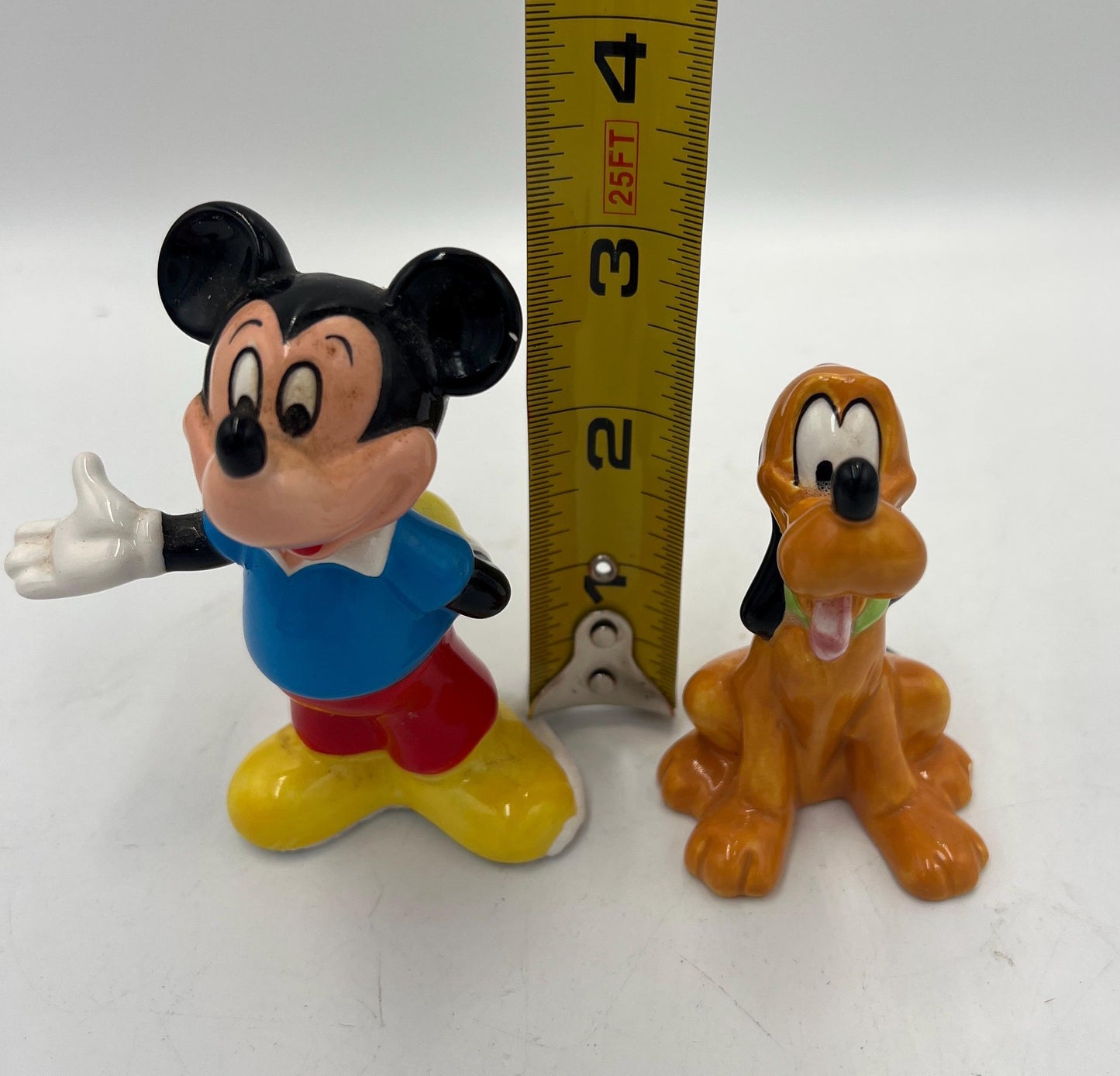 Disney Salt and Pepper Shakers: Vintage Mickey and Pluto PLUS extra Mickey Cowboy  (Ceramic Collectibles)