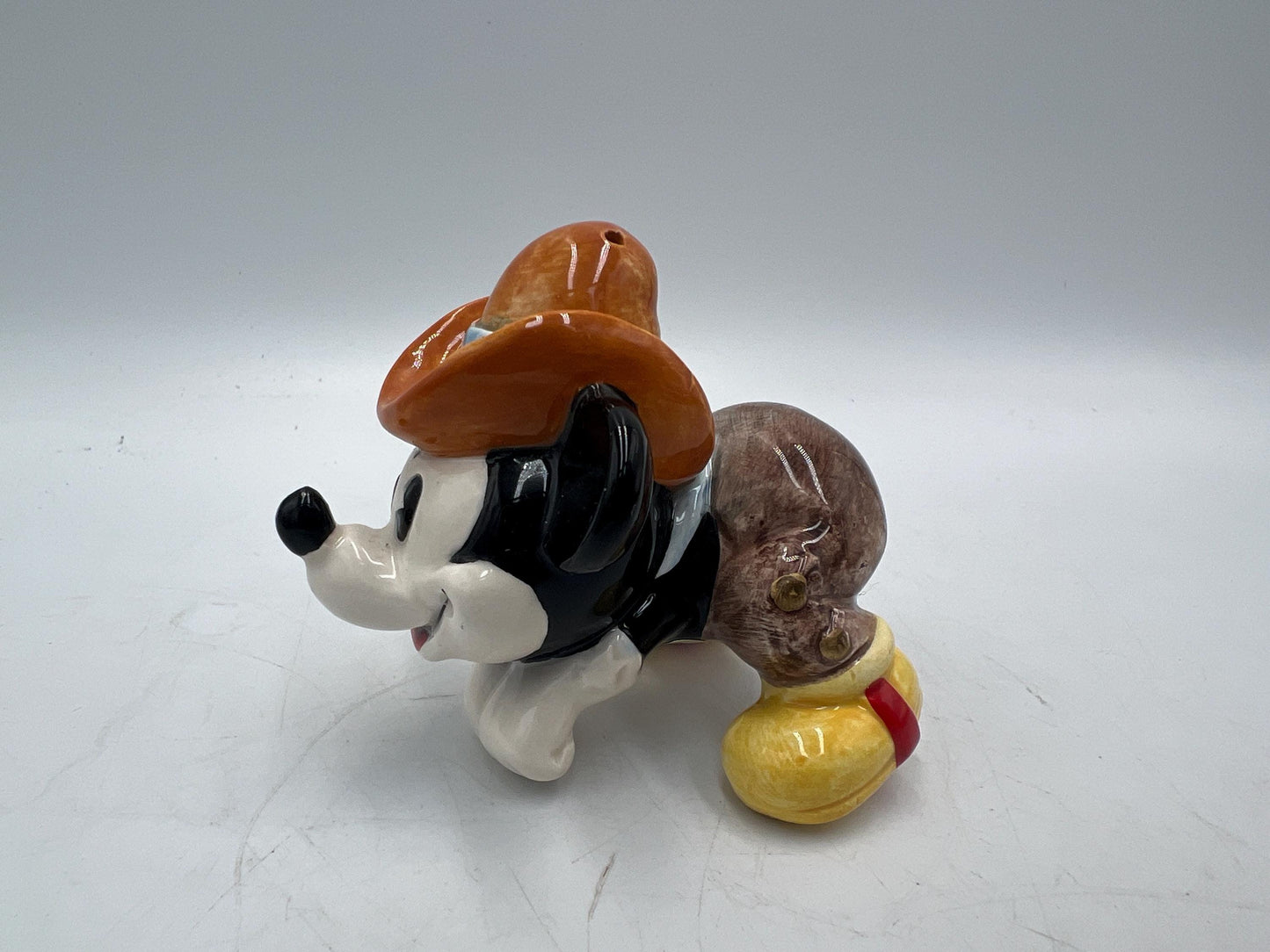Disney Salt and Pepper Shakers: Vintage Mickey and Pluto PLUS extra Mickey Cowboy  (Ceramic Collectibles)