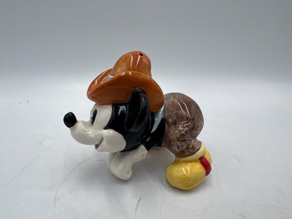 Disney Salt and Pepper Shakers: Vintage Mickey and Pluto PLUS extra Mickey Cowboy  (Ceramic Collectibles)