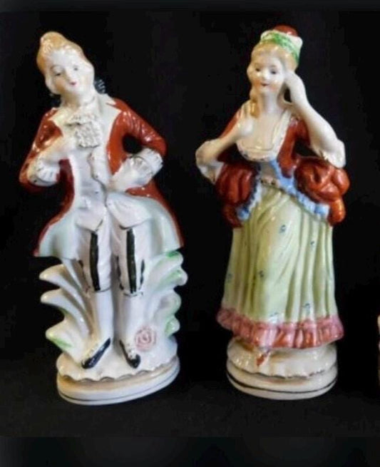 Vintage Porcelain Figurines: Victorian Couple in Period Dress