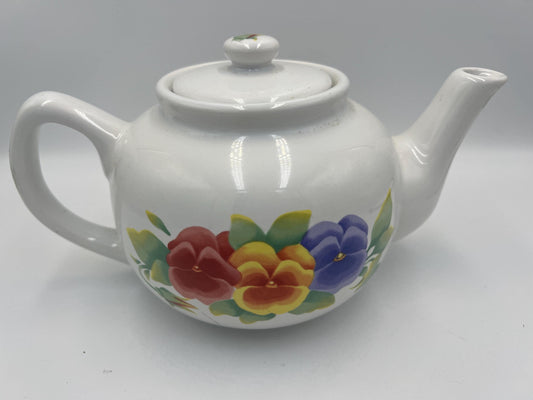 Beautiful Hand Painted Pansy Flowers Teapot "Summer Blush" Jay Imports