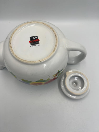 Beautiful Hand Painted Pansy Flowers Teapot "Summer Blush" Jay Imports