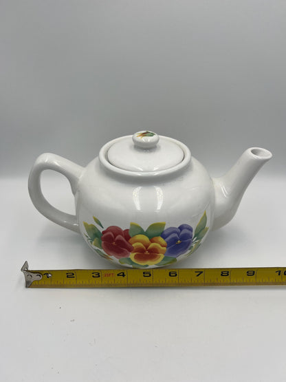Beautiful Hand Painted Pansy Flowers Teapot "Summer Blush" Jay Imports