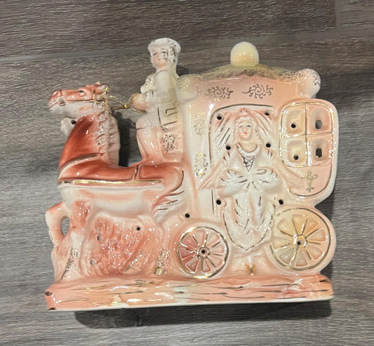 Victorian Porcelain Night Light: Vintage Tilso Horse and Coachman (5")