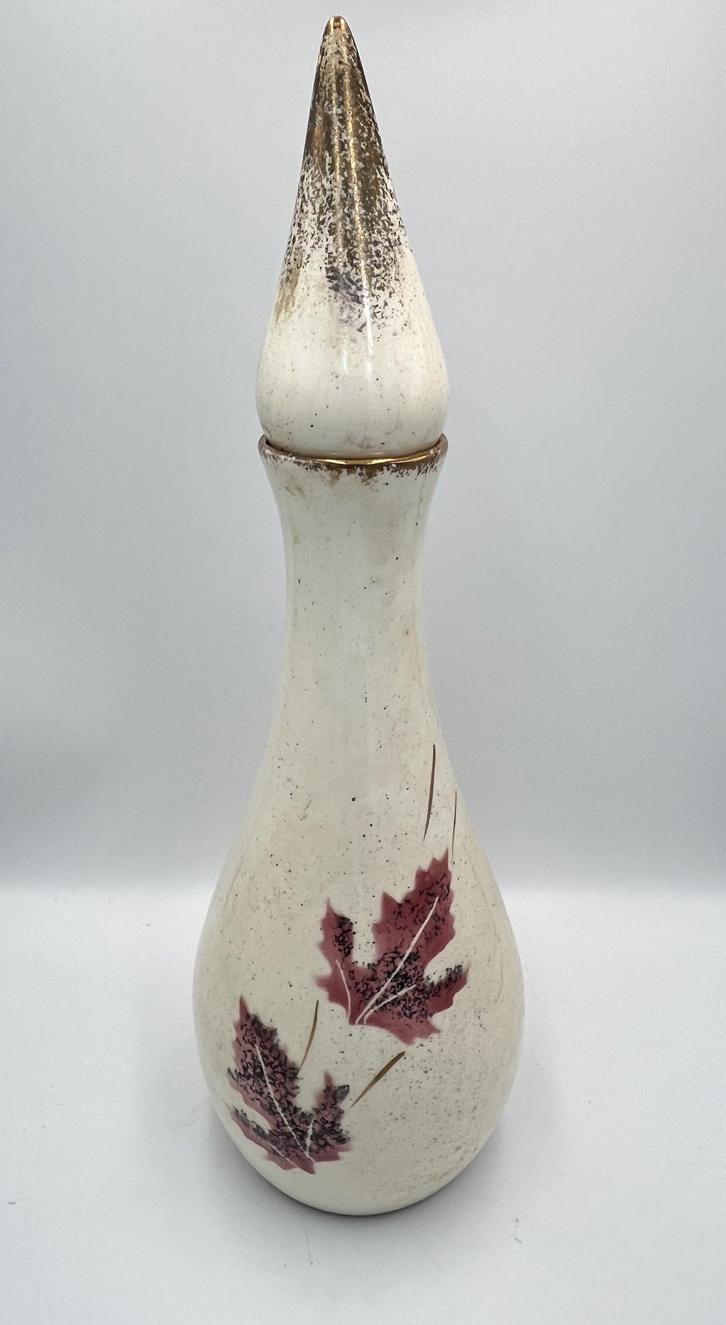 Rare Mid Century gilded ceramic genie decanter vase