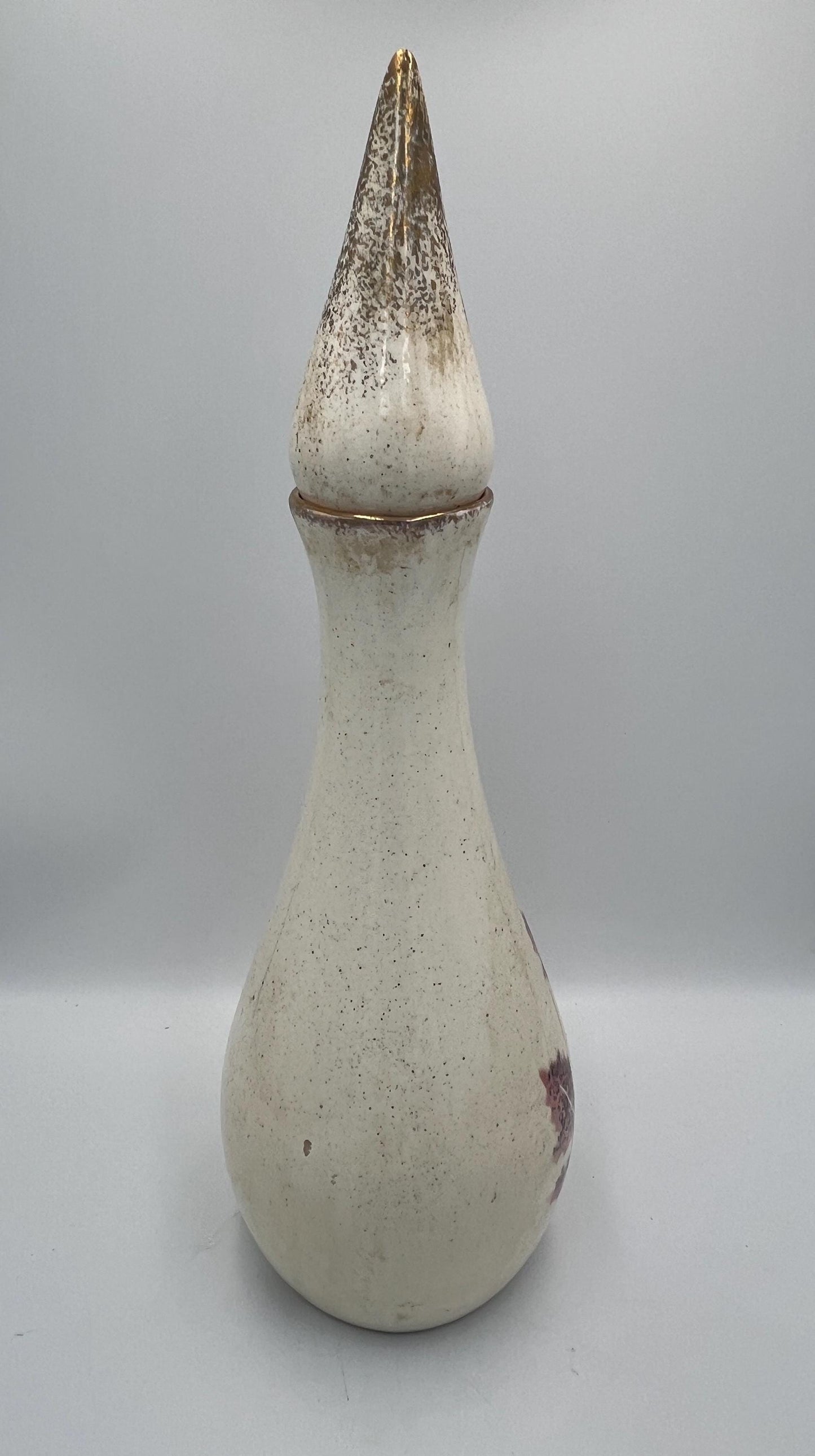 Rare Mid Century gilded ceramic genie decanter vase