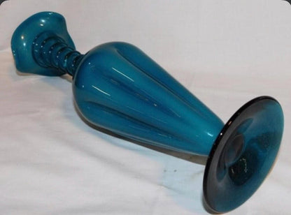 Rare Empoli Italy cased teal blown glass vase