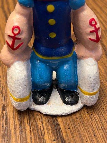 Vintage POPEYE The Sailor Man Cast Iron Bank 6" Tall RARE hand-painted Antique