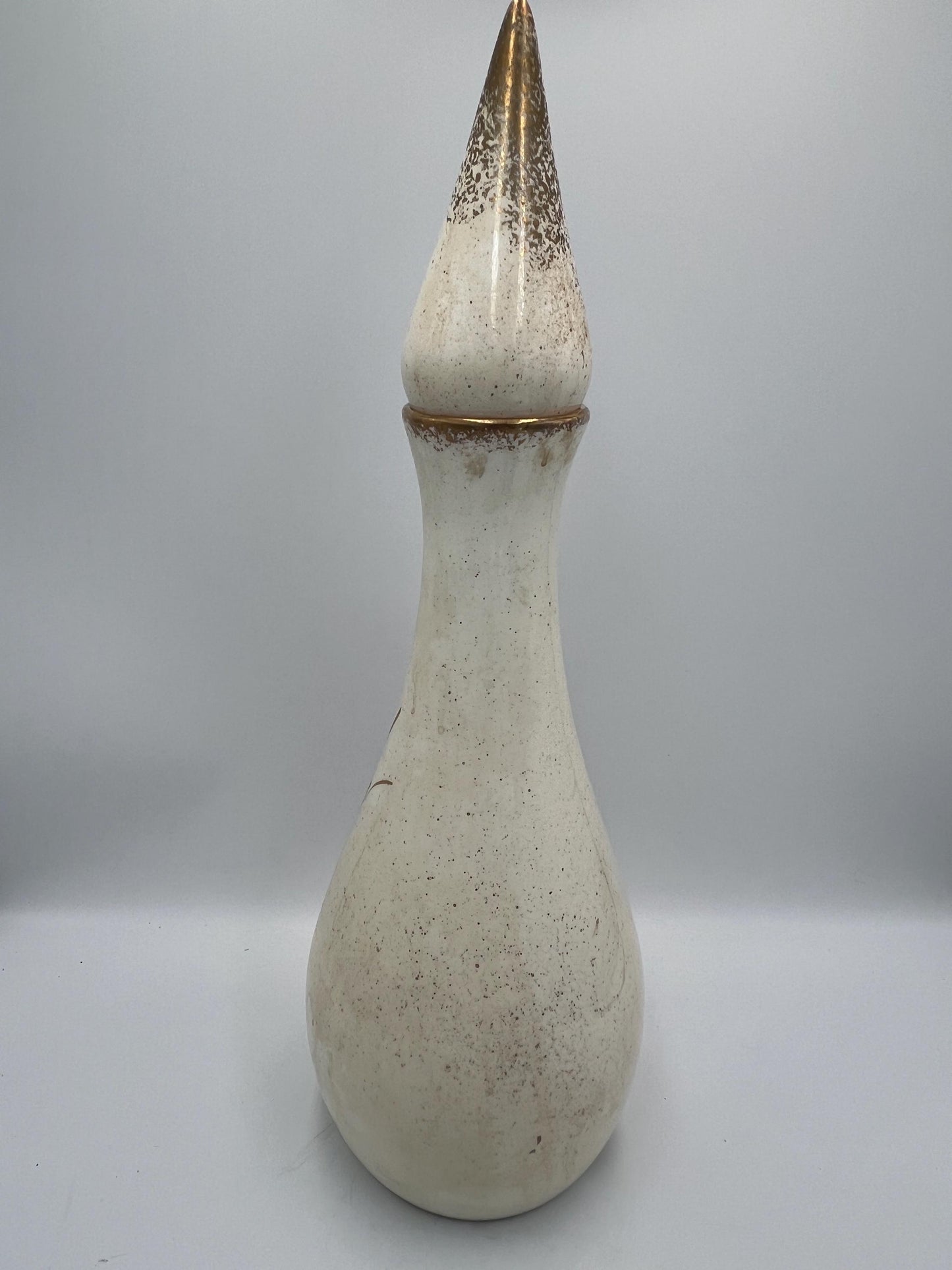 Rare Mid Century gilded ceramic genie decanter vase