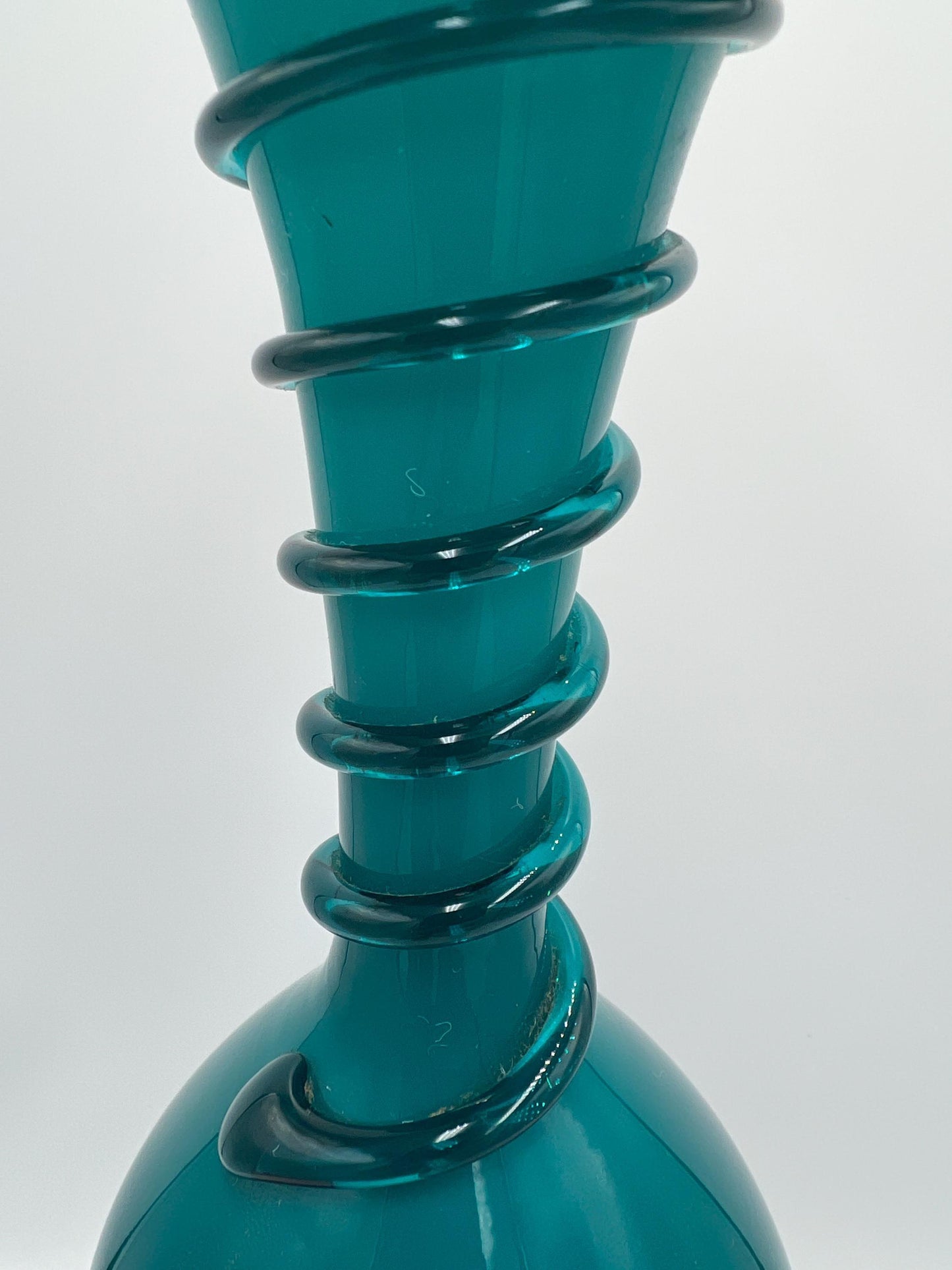 Rare Empoli Italy cased teal blown glass vase
