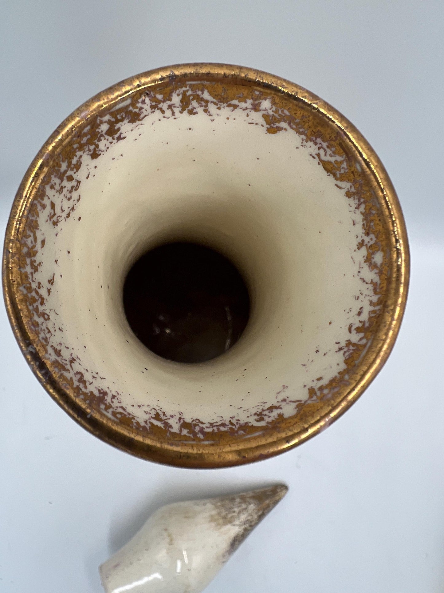 Rare Mid Century gilded ceramic genie decanter vase