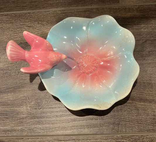 Vintage Royal Copley Pink Dove Dish, Floral Ceramic (1950s Collectible)