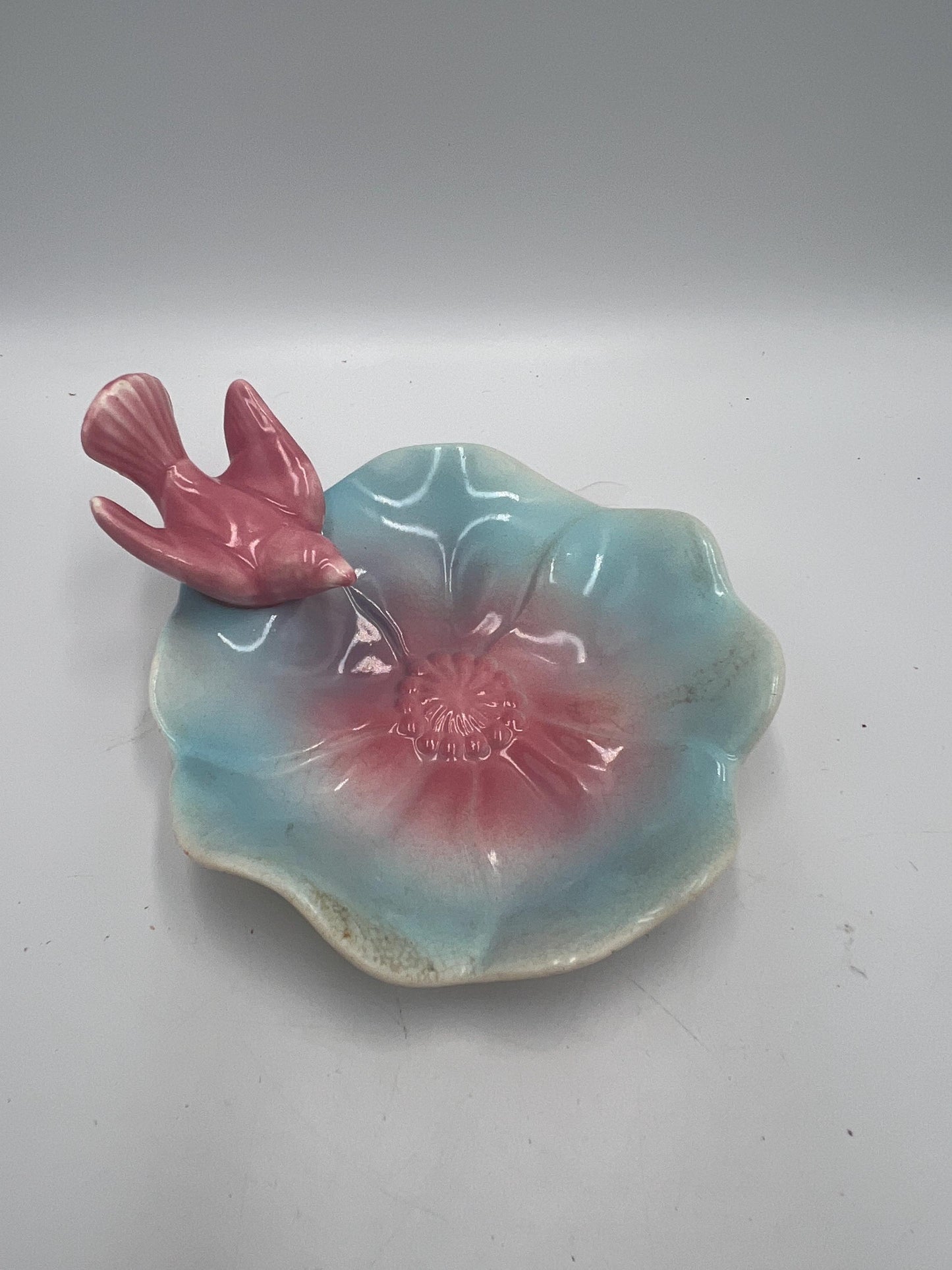 Vintage Royal Copley Pink Dove Dish, Floral Ceramic (1950s Collectible)