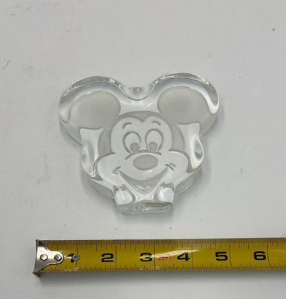 Mickey Mouse Paperweight: Vintage Disney Collectible (Clear Glass)