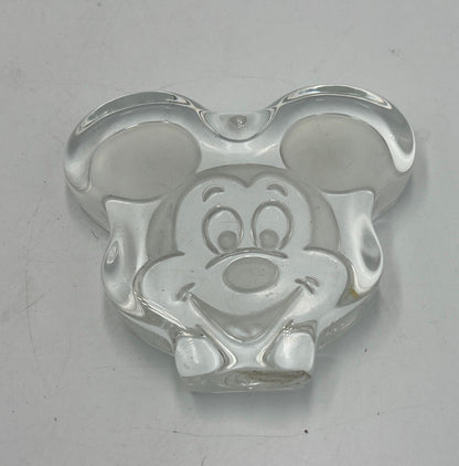 Mickey Mouse Paperweight: Vintage Disney Collectible (Clear Glass)