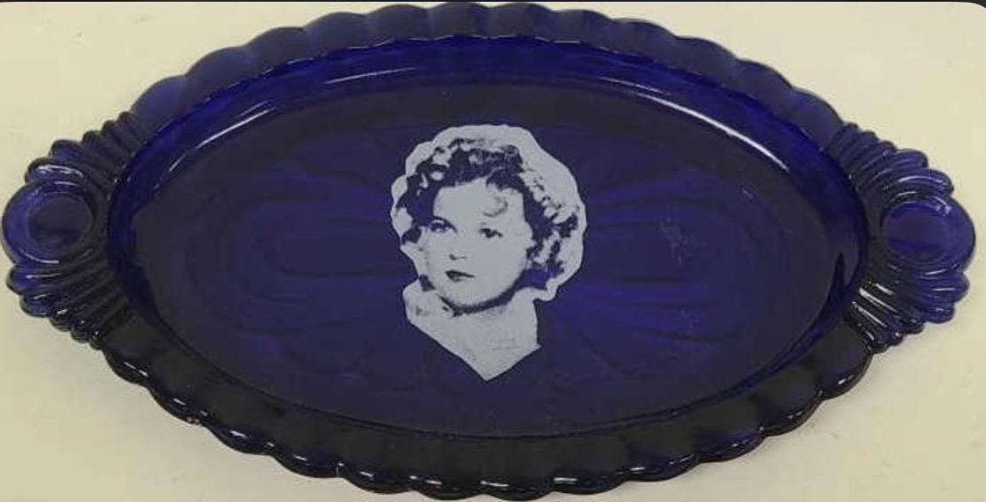 Shirley Temple Blue Glassware: Retro Drink Set (Pitcher, Mug, Tray, Bowl)