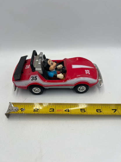 Mickey Mouse Toy Car: Vintage Red Pull-Back from Tokyo Disneyland (1980s)