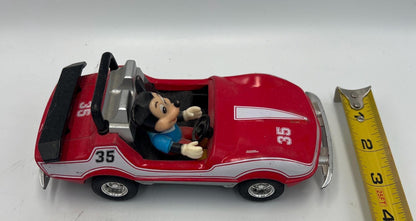 Mickey Mouse Toy Car: Vintage Red Pull-Back from Tokyo Disneyland (1980s)