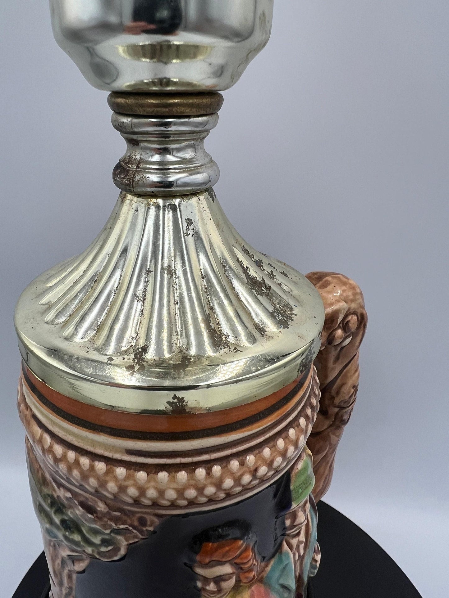German Beer Stein Lamp: Rustic Vintage Lighting (No Shade)