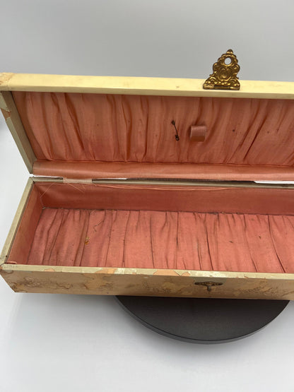 Victorian Glove Box: Antique Celluloid Holder - Lined, Decorative