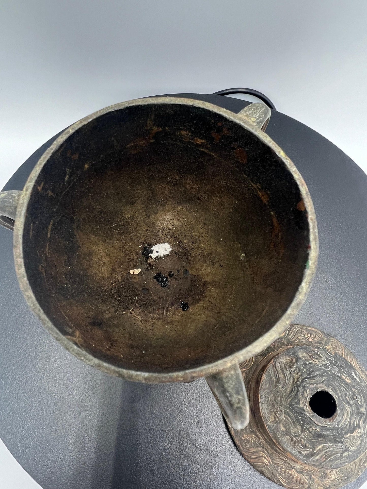 Ornate Bronze Censer: Dragon Design, 3-Footed Incense Burner