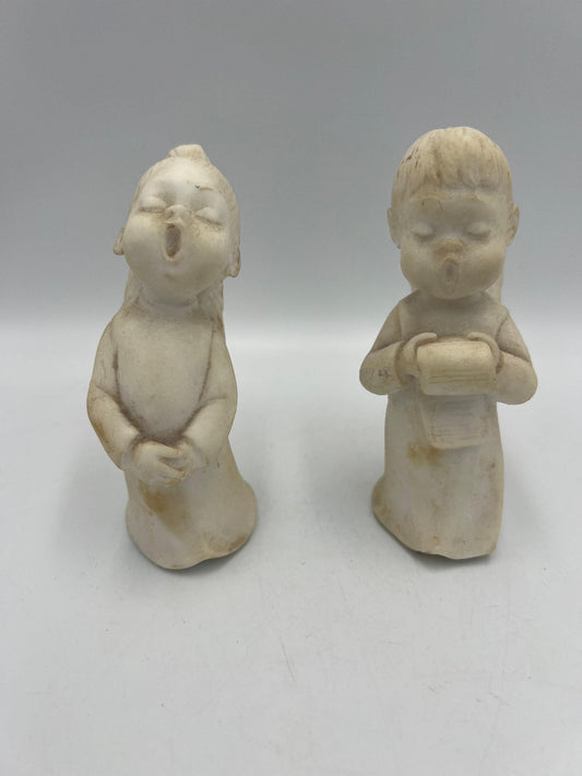 Italian Alabaster Angel Cherub Pair, Vintage Hand-Carved (Home Decor)