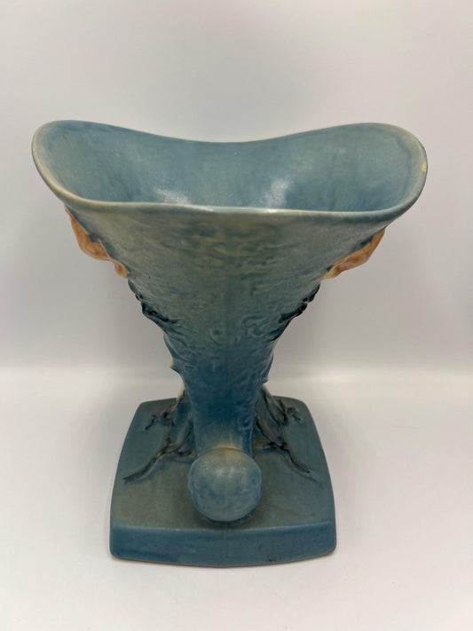 Roseville Magnolia Blue Cornucopia Vase