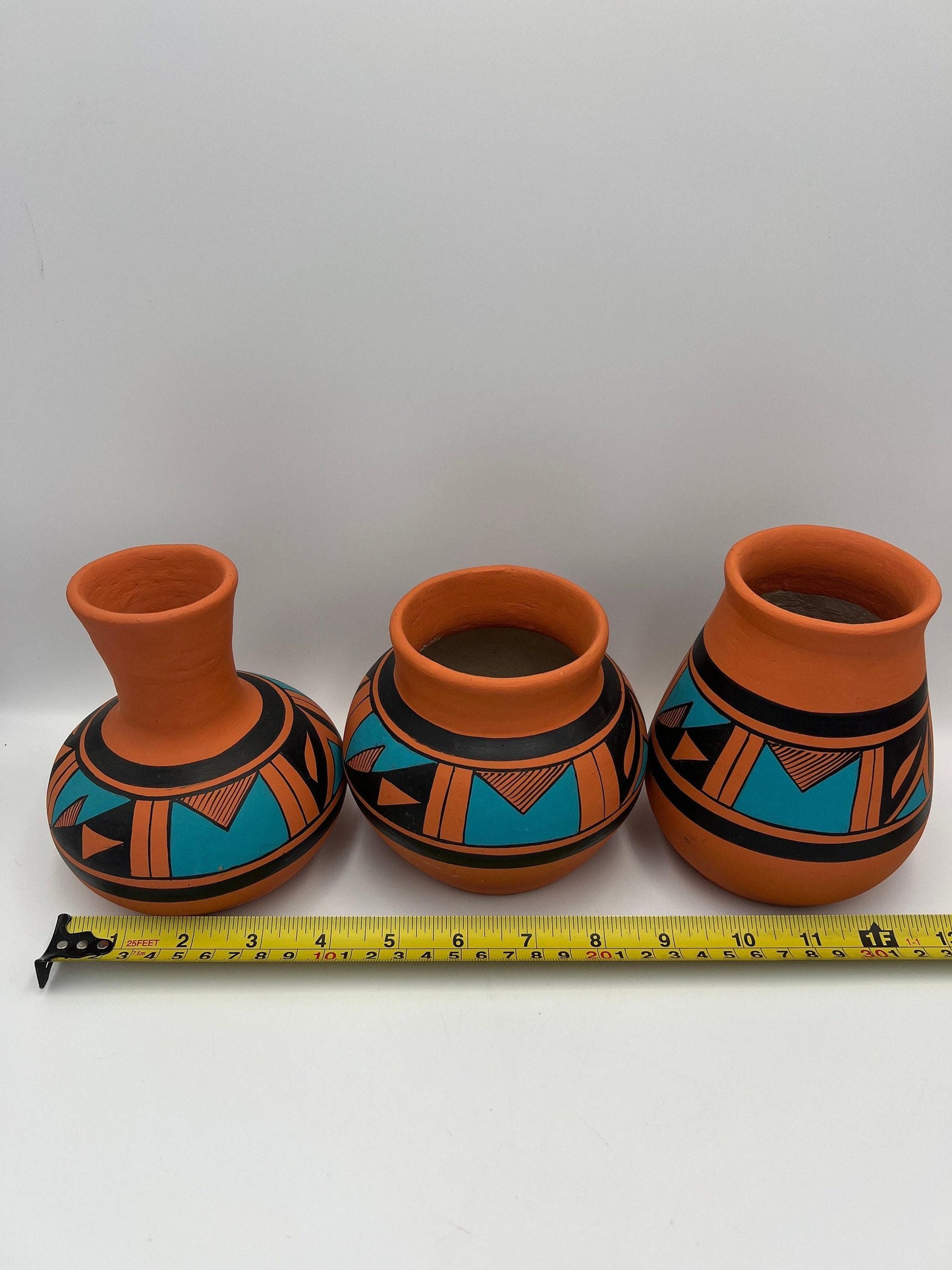 Vintage Hand-Painted Mexican Pottery 3 pieces, Signed JPila.H