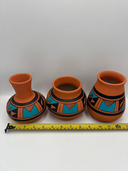 Vintage Hand-Painted Mexican Pottery 3 pieces, Signed JPila.H