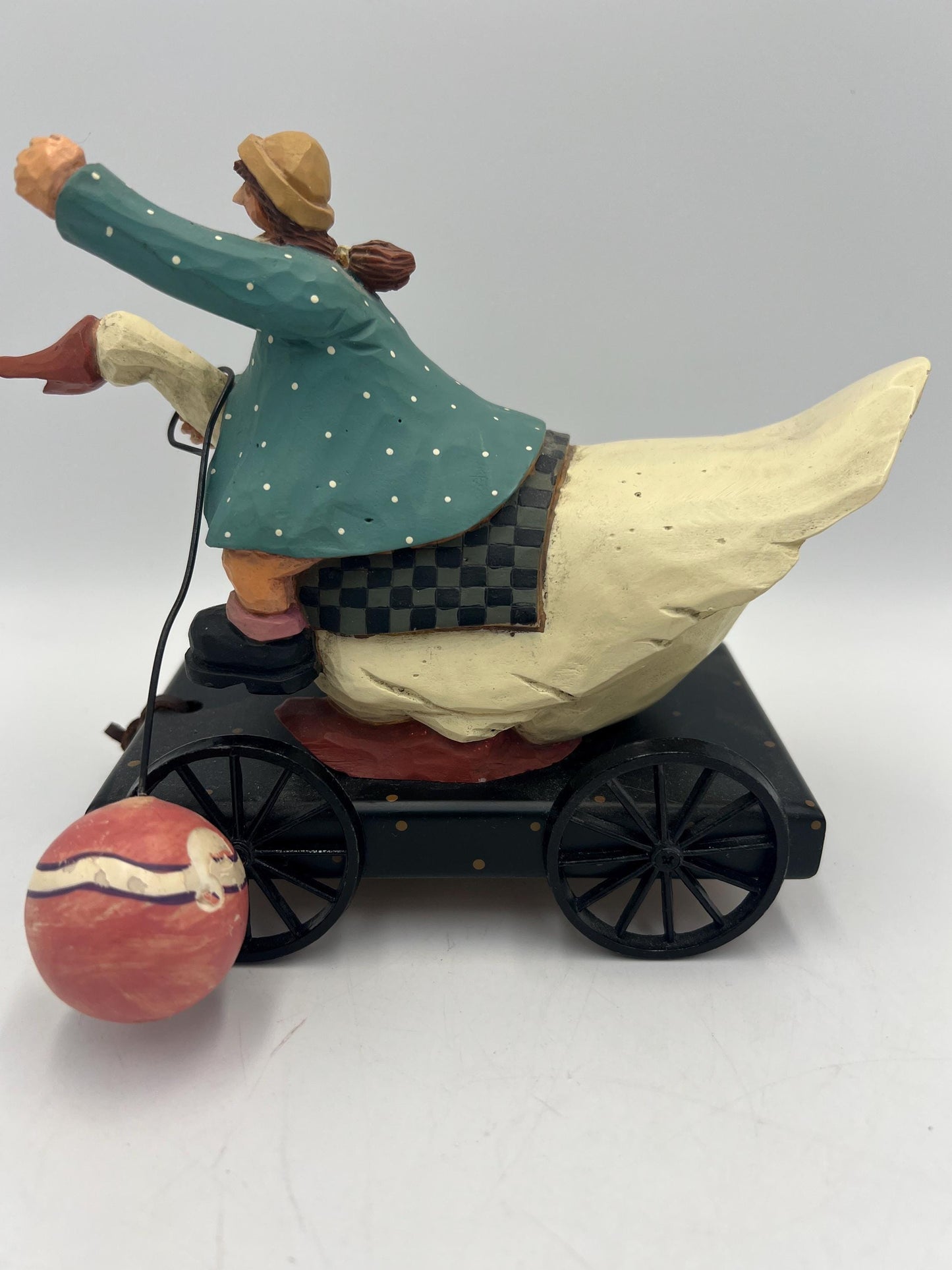 Vintage Williraye Studio WW1424 1997 Figurine Girl With Balloon on Goose or Country Fair WW7634 - Both With Original Box