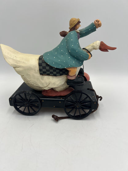 Vintage Williraye Studio WW1424 1997 Figurine Girl With Balloon on Goose or Country Fair WW7634 - Both With Original Box