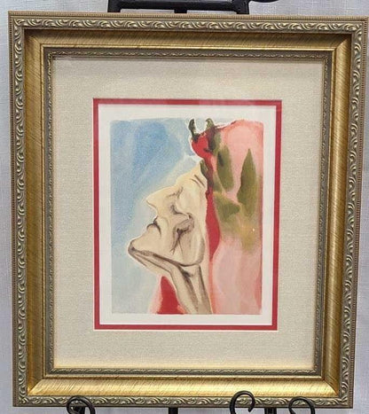 Original Salvador Dali Color Woodcut Print, Dante's New Doubt, Divine Comedy