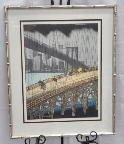 Sudden Shower, After Hiroshige, Signed LE Litho Lithograph by Michael Jay Knigin