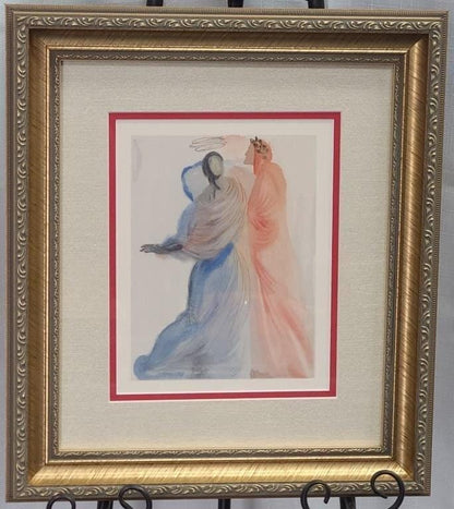 Original Salvador Dali Color Woodcut Print, Beatrice's Splendour, Dante, Divine Comedy