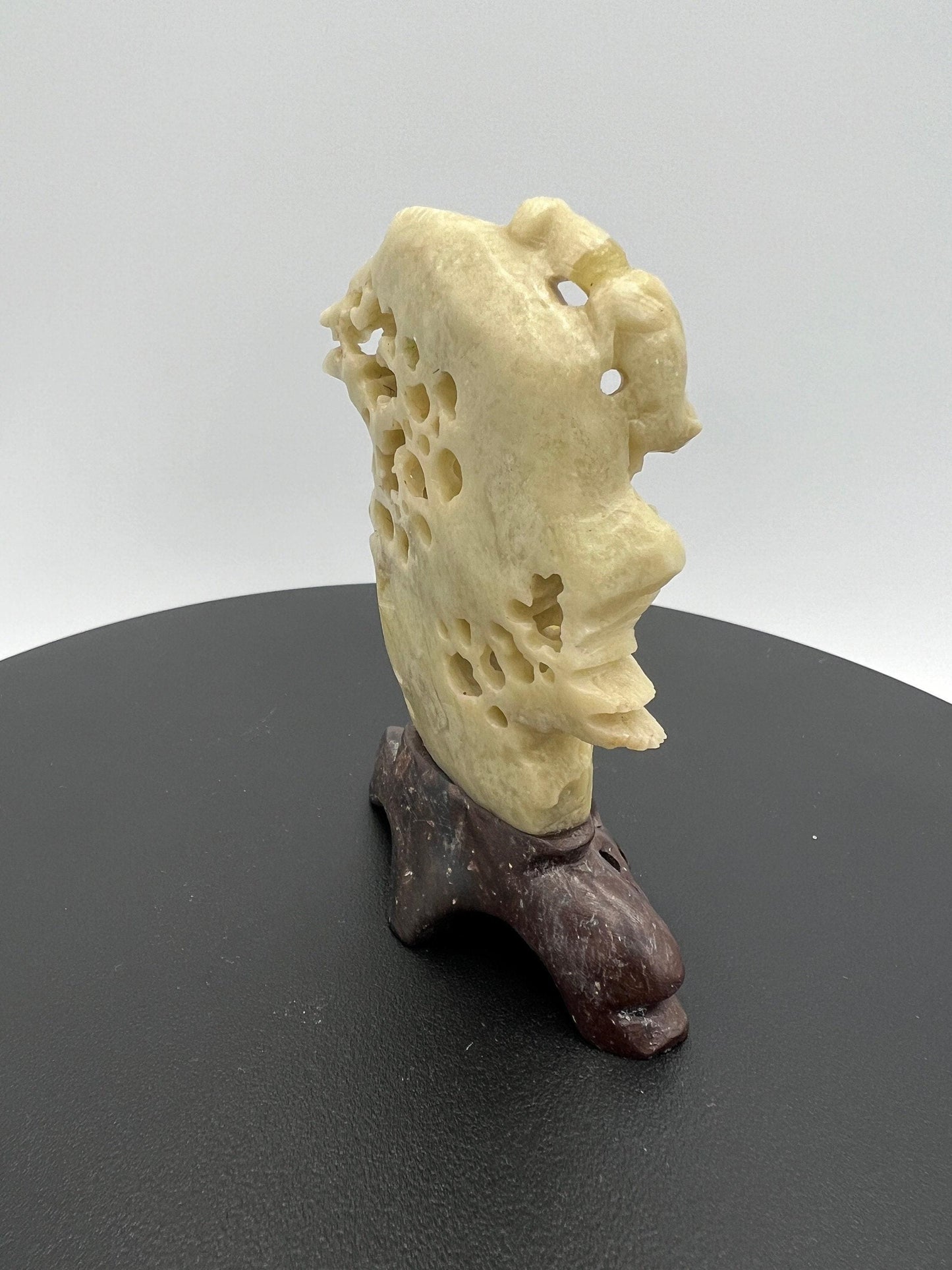 Soapstone Sculpture: Chinese Animals on Tree - Hand Carved Art