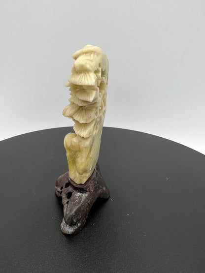 Soapstone Sculpture: Chinese Animals on Tree - Hand Carved Art