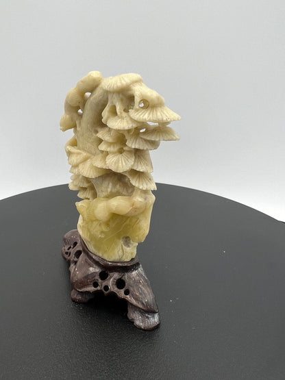 Soapstone Sculpture: Chinese Animals on Tree - Hand Carved Art