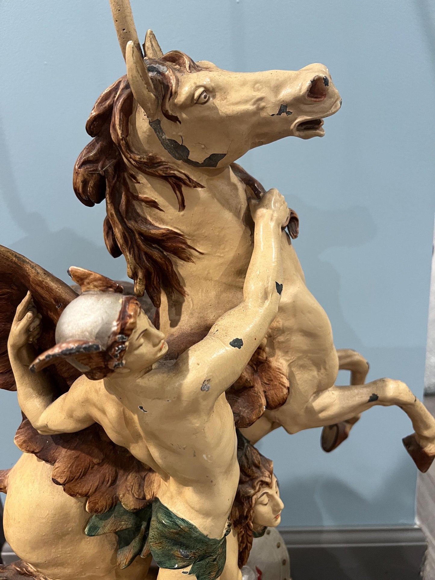 Mid-Century figural lamp | Perseus & Pegasus after Picault, Salon des Beaux-Arts 1888