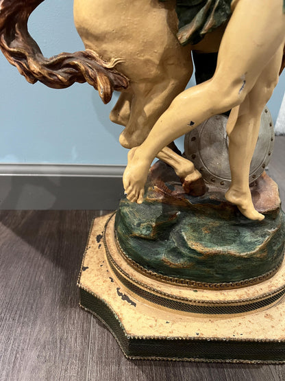 Mid-Century figural lamp | Perseus & Pegasus after Picault, Salon des Beaux-Arts 1888