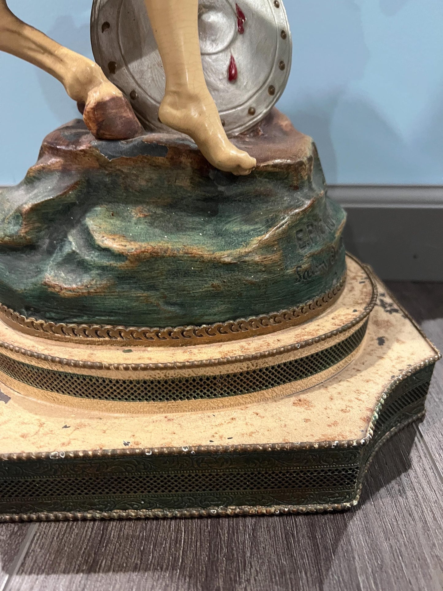 Mid-Century figural lamp | Perseus & Pegasus after Picault, Salon des Beaux-Arts 1888