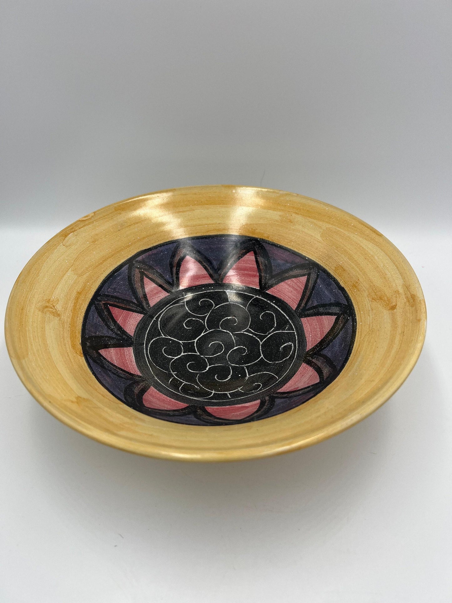 Signed W. Mitch Yung Art Bowl: Majolica Glaze, 11-inch Ceramic