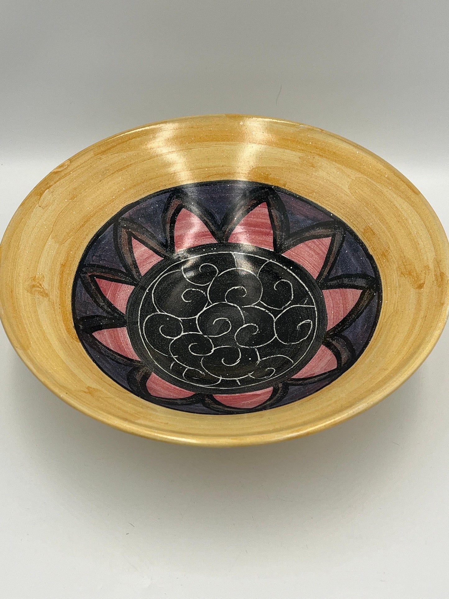 Signed W. Mitch Yung Art Bowl: Majolica Glaze, 11-inch Ceramic