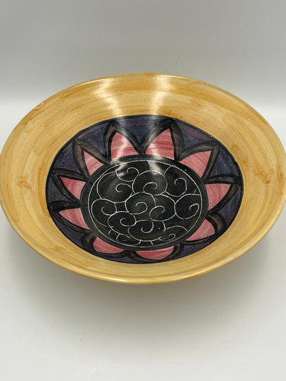 Signed W. Mitch Yung Art Bowl: Majolica Glaze, 11-inch Ceramic